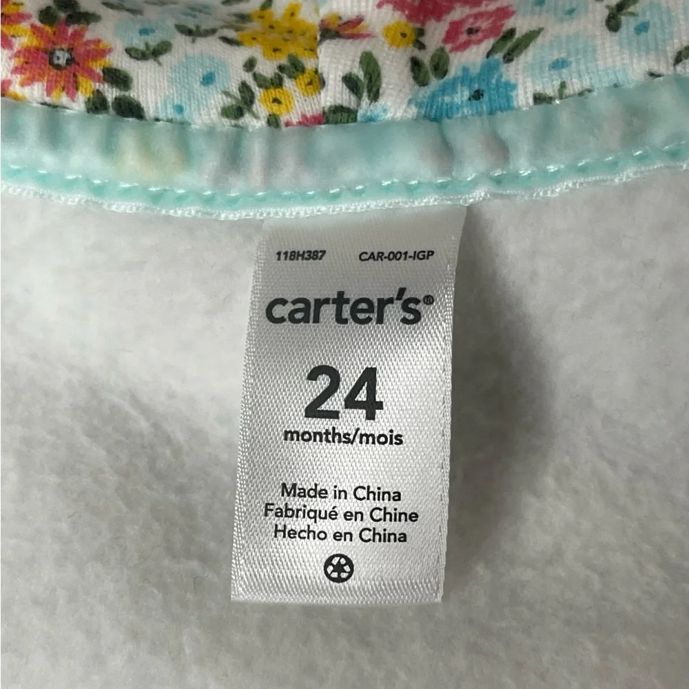 Carter's Fuzzy Bear White Baby zip up One Piece 24months NWT